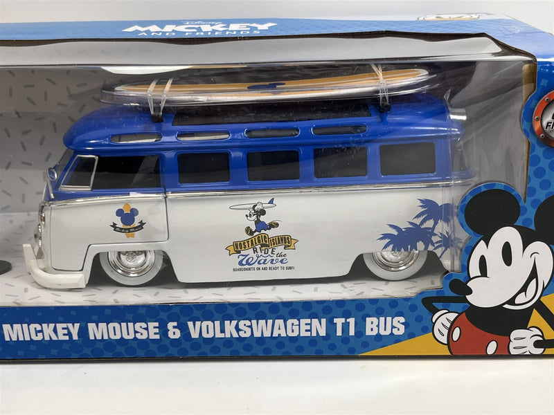 mickey mouse figure  and vw t1 bus 1:24 scale jada  5001