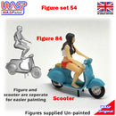 Trackside Unpainted Figure Scenery Display Scooter and Rider Set 54 New 1:32 Scale WASP