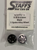 staffs slot cars uk 15.8 x 8.5mm black 5 spoke alloy wheels staff 13