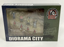 Diorama City Country Side Mud x4 Figures x2 Flags x4 Cones x2 Back Drop Cards 1:64 64BDOR001