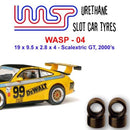 urethane slot car tyres x 4 wasp 04 19 x 9.5 x 2.8 x 4 fit scalextric
