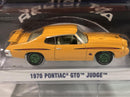 rare 1970 pontiac gto judge bfgoodrich orange 1:64 greenlight 30138