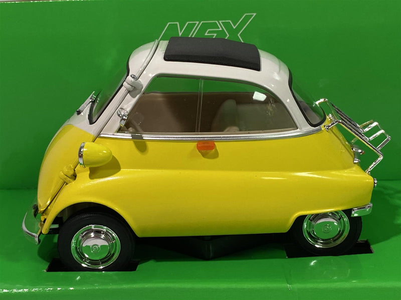 bmw isetta yellow and white 1:18 scale welly 24096y