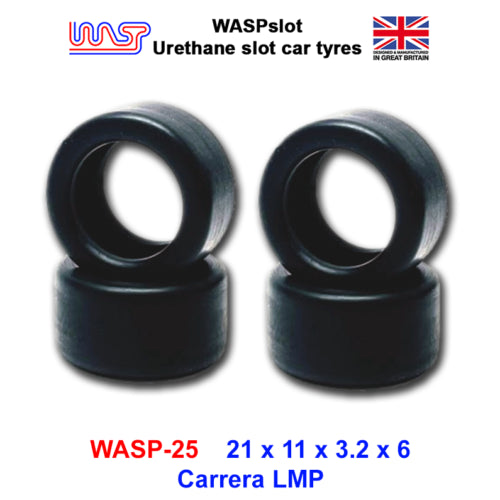 urethane slot car tyres x 4 wasp 25 carrera lmp audi r18 1:32 scale