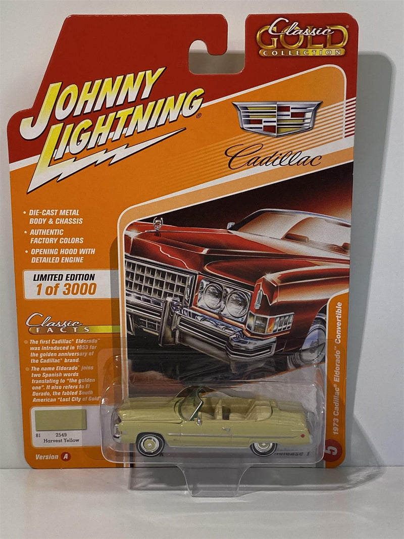 1973 cadillac eldorado convertible harvest yellow johnny lightning 1:64 jlcg021a