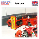 slot car scenery track side tyre wheel rack white with logos 1:32 wasp