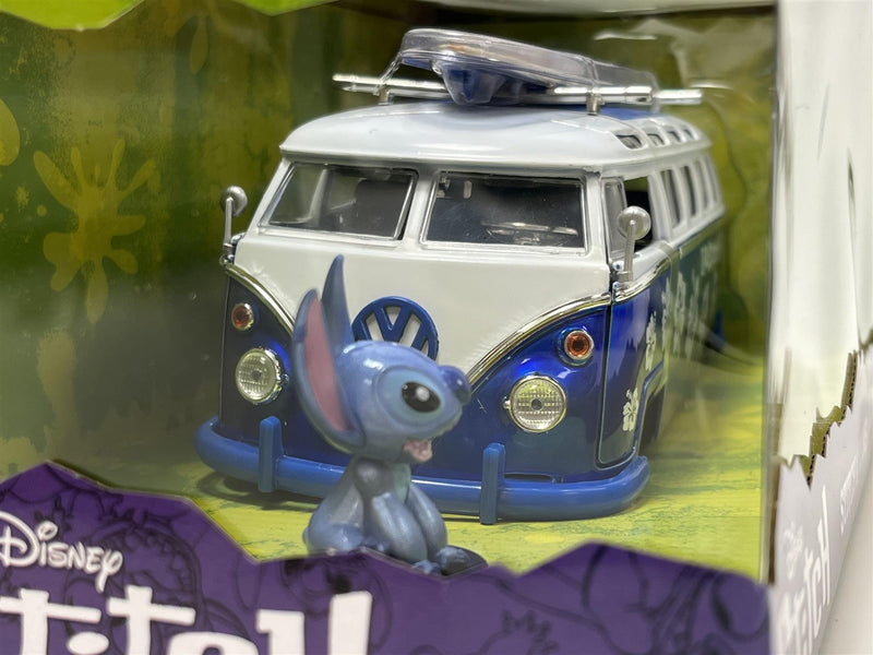 stitch and vw volkswagen t1 bus with surf board 1:24 jada 253075000