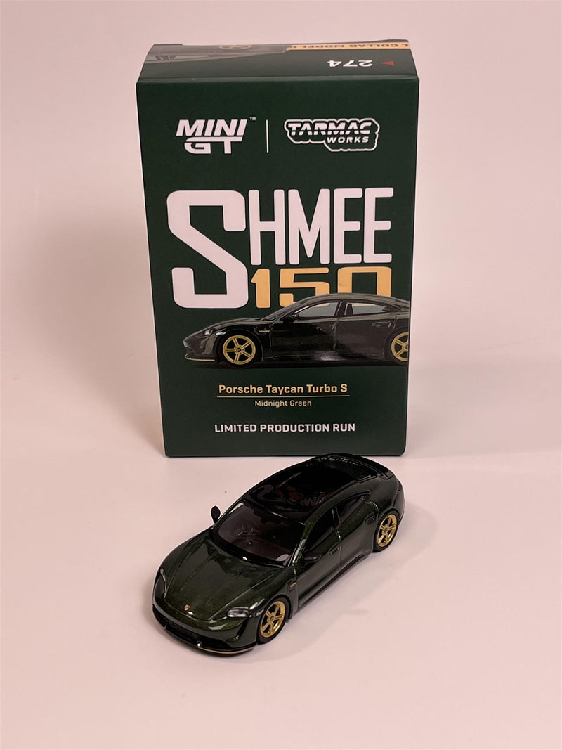 Porsche Taycan Turbo S Midnight Green Shmee 150 Mini GT Tarmac Works MGT00274R