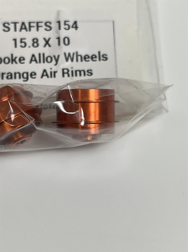 Staffs Slot Cars 5 Spoke Orange Alloy Wheels Air Rims 15.8 x 10 mm x2 STAFFS 154