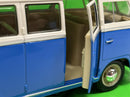 1963 Volkswagen T1 Bus Blue With Surfboard 1:24 Scale Welly 22095SBW