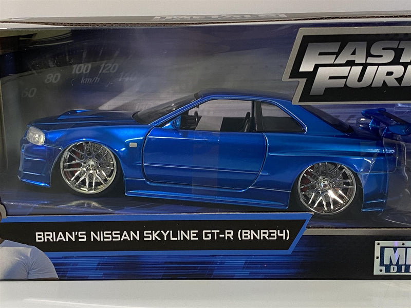 fast and furious brians nissan skyline gt-r bnr34 1:24 jada 97173