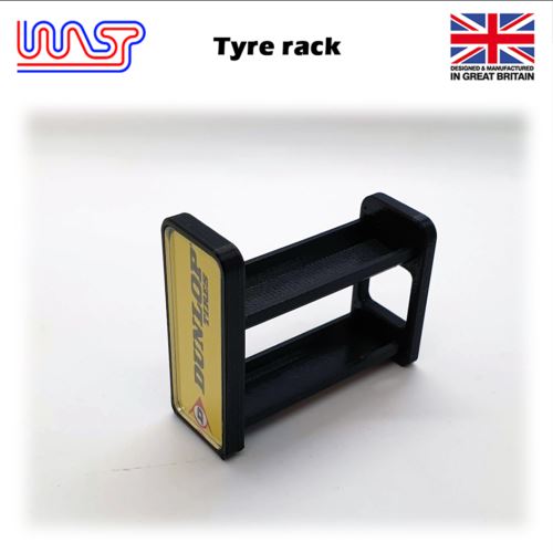 slot car scenery track side tyre wheel rack black with logos 1:32 wasp