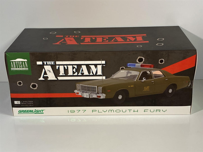 the a team 1977 plymouth fury us army 1:18 scale greenlight 19053