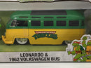 tmnt 1962 vw bus t1 with leonardo figure 1:24 scale jada 31786