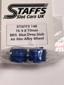 Staffs Slot Cars BBS Style Deep Dish Air Alloy Wheels Blue 16.9 x 10 mm x2 STAFFS 148
