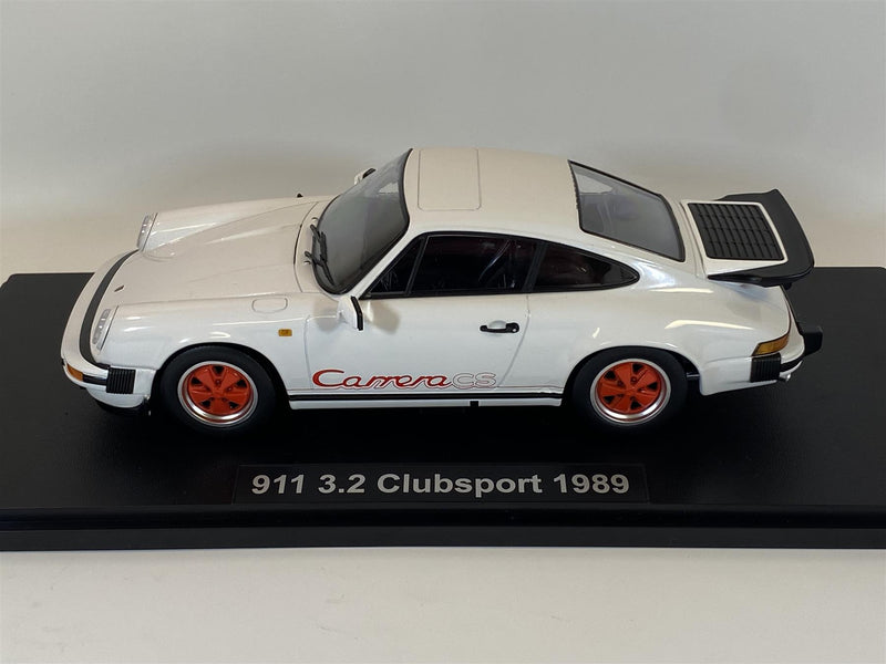 1989 porsche 911 carrera 3.2 clubsport white red 1:18 scale kk scale 180871