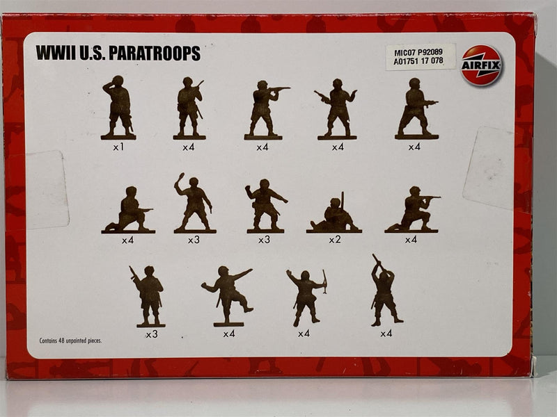 airfix a01751 wwii u.s paratroops 1:72 scale unpainted figures