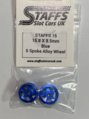 staffs slot cars uk 15.8 x 8.5mm blue 5 spoke alloy wheels staff 15