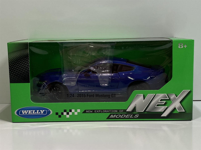 ford mustang 2015 gt blue 1:24 scale welly 24062