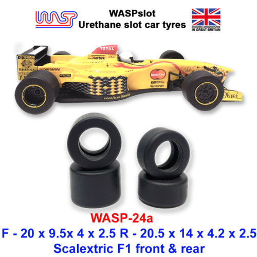 urethane slot car tyres x 4 wasp 24a scalextric 1980's and 1990's f1 front and rear