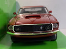 1969 ford mustang boss 429 dark red 1:24 scale welly 24067r