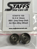 Staffs Slot Cars BBS Style Deep Dish Air Alloy Wheels Grey  16.9 x 10 mm x2 STAFFS 150