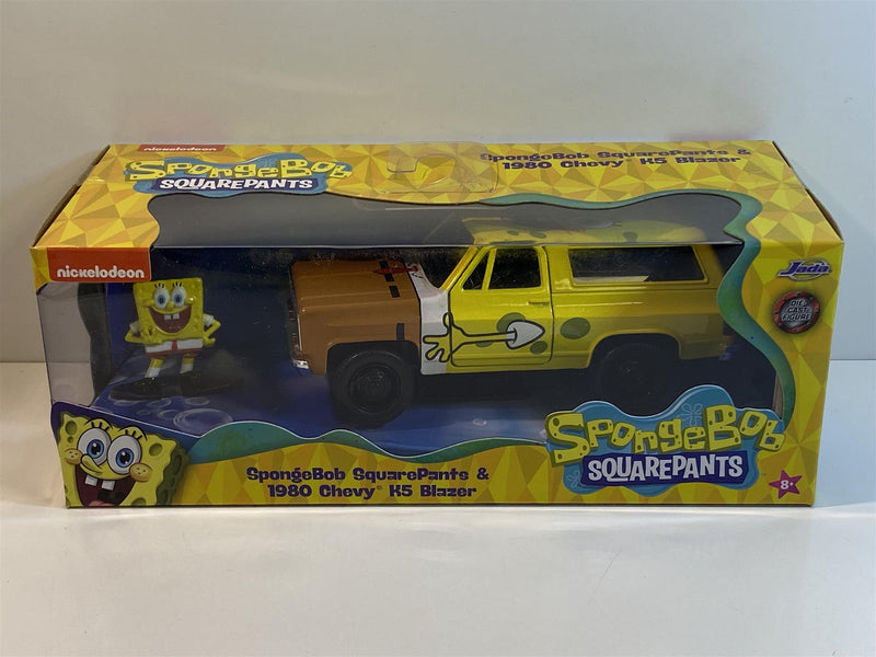 spongebob squarepants figure and 1980 chevy k5 blazer 1:32 jada 31798