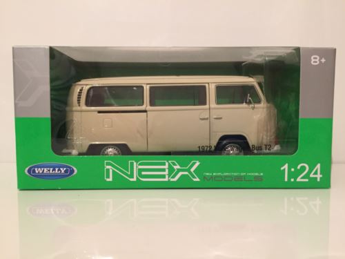 vw bus t2 1972 beige welly 22472be new 1:24 scale